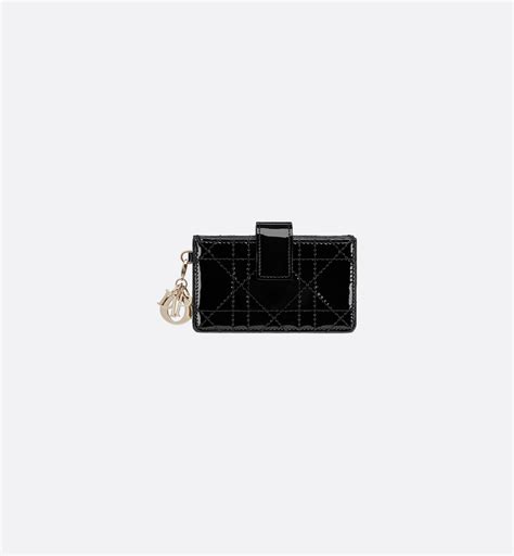 lady dior multi card holder in black patent calfskin|Lady Dior Jasmine Card Holder Black Patent Cannage Calfskin.